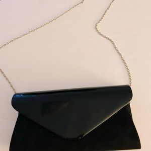 Wallyn’s Clutch, Black patent leather with Chain.